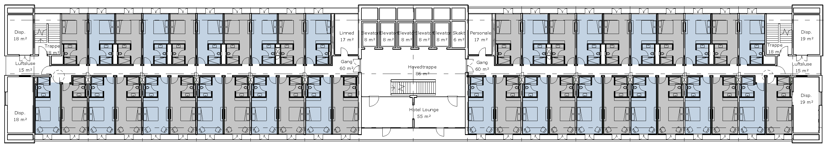 Etageplan for hotelværelser